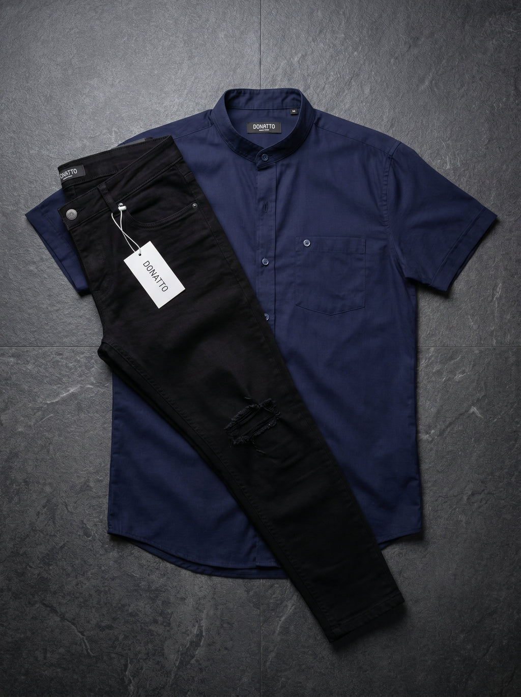 JEAN BLACK TOTAL KNEE RIP - CAMISA MIDNIGHT BLUE
