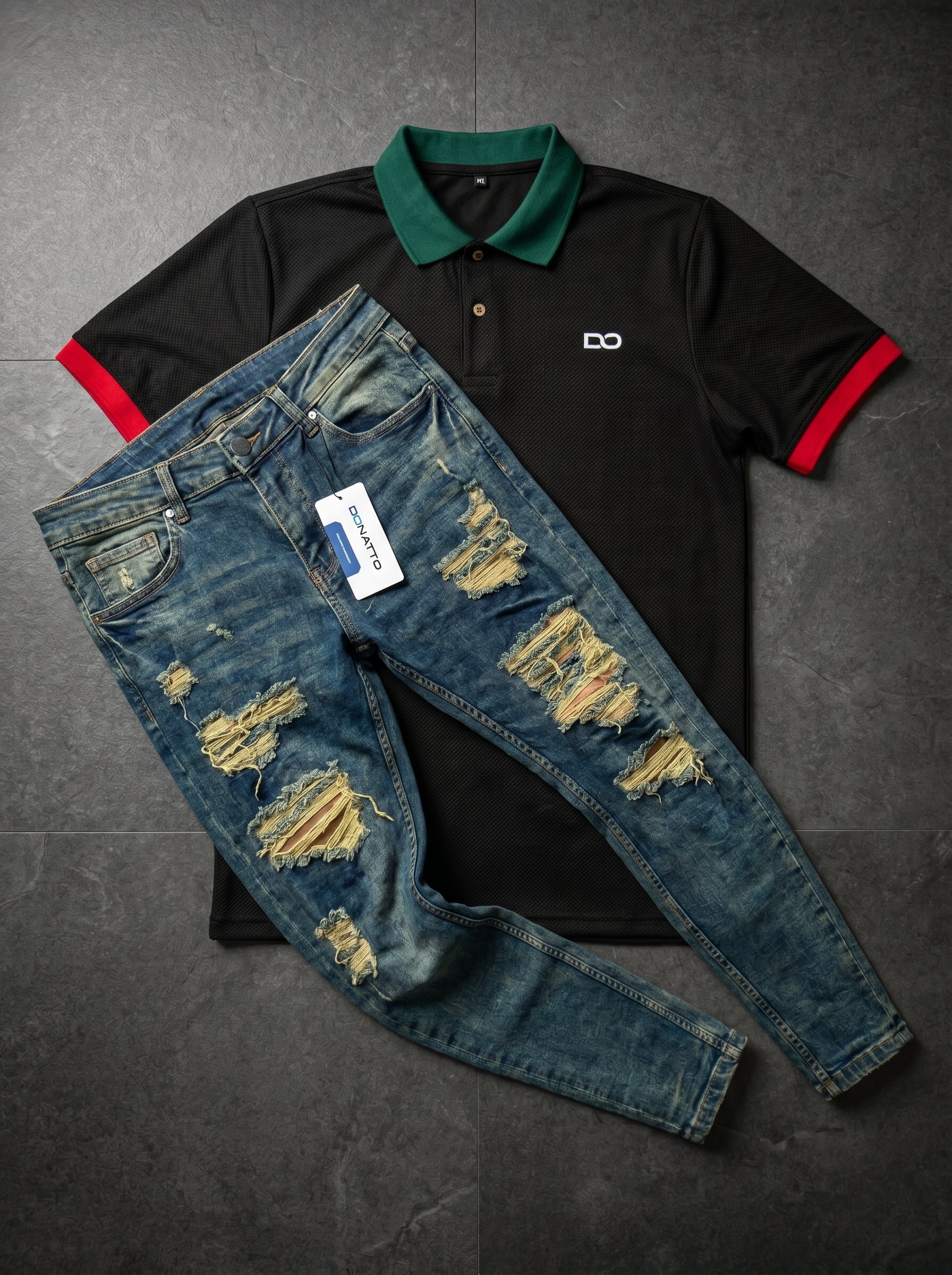POLO MONACO NOIR - JEANS SKINNY VERDE FROST