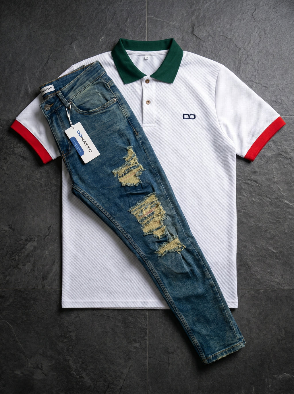 POLO DO – MONACO ITALY - JEAN SKINNY VERDE TODO ROTO