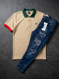 POLO DO MONACO BEIGE + JEAN SKINNY BLUE DESTROYED EDITION