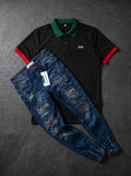 POLO DO MONACO NOIR + JEAN SKINNY BLUE DESTROYED EDITION