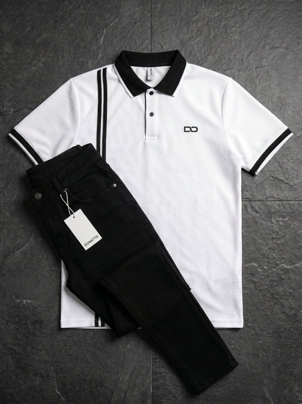 POLO DO MONACO BLACK LINE + JEAN SKINNY NEGRO LISO