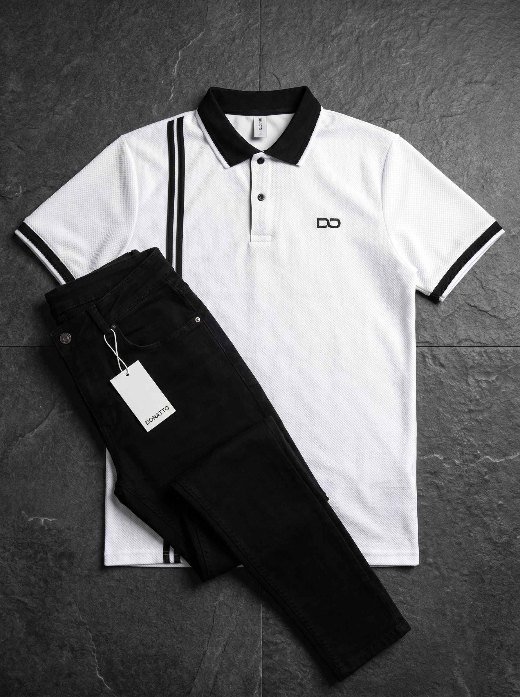 POLO DO MONACO BLACK LINE + JEAN SKINNY NEGRO LISO