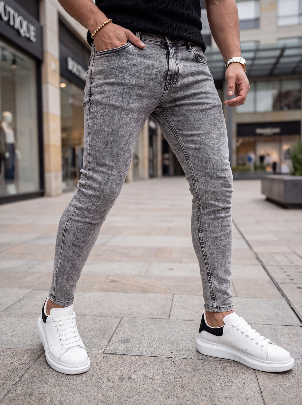 JEAN SKINNY - GRIS CLARO LISO