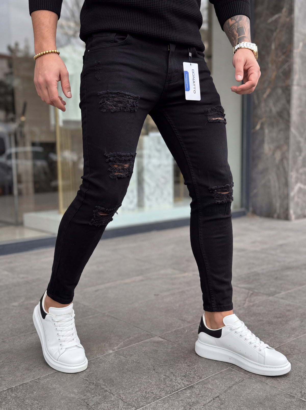 JEAN SKINNY – BLACK DESTROYED