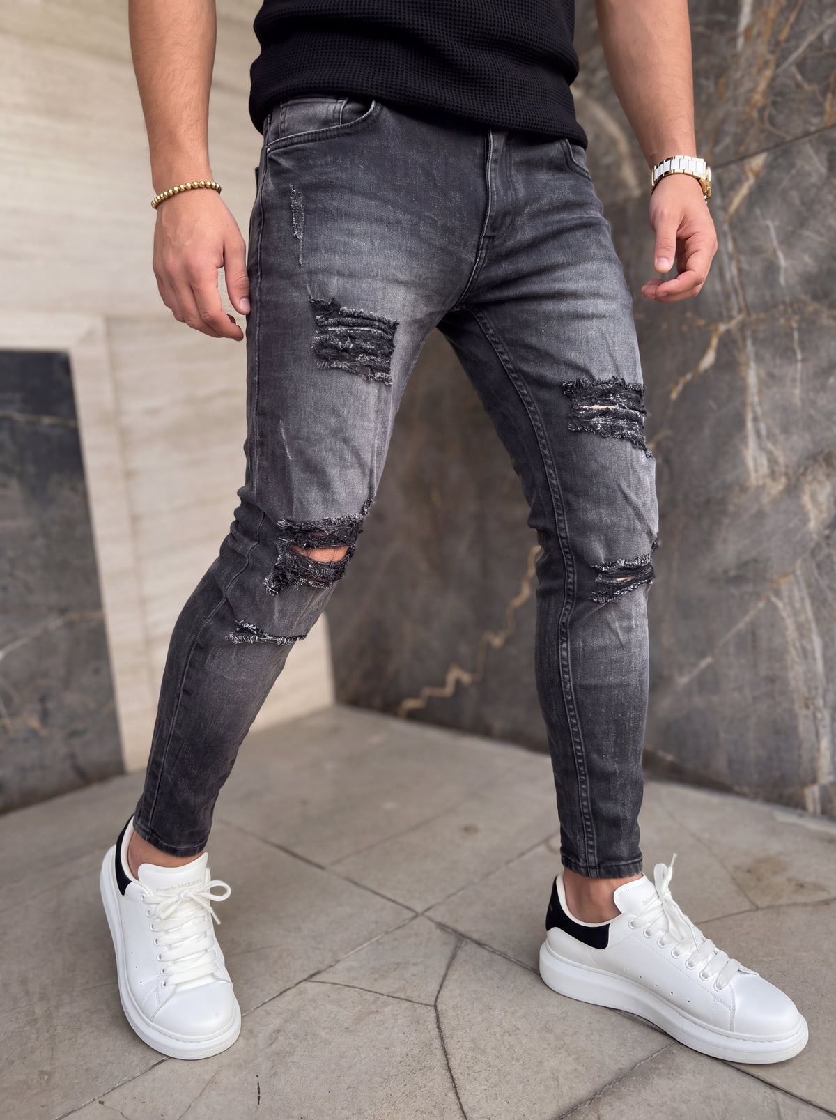 JEAN SKINNY BLACK SHADOW DESTROYED