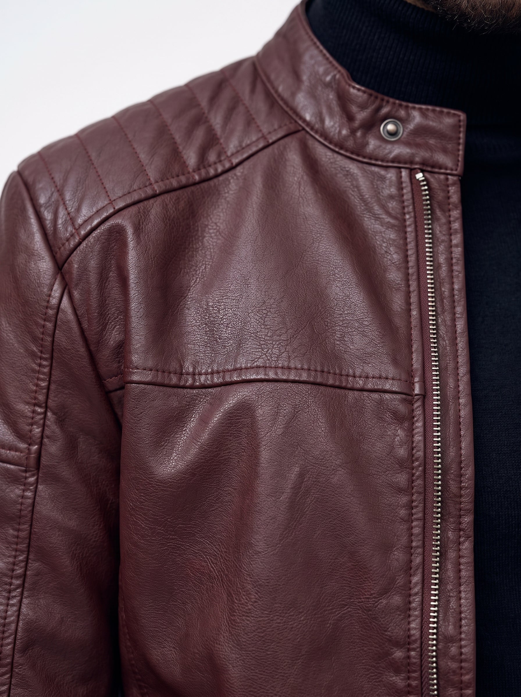 CHAQUETA CUERO TEX NERU PREMIUM VINOTINTO