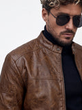 CHAQUETA CUERO TEX NERU PREMIUM CAFÉ