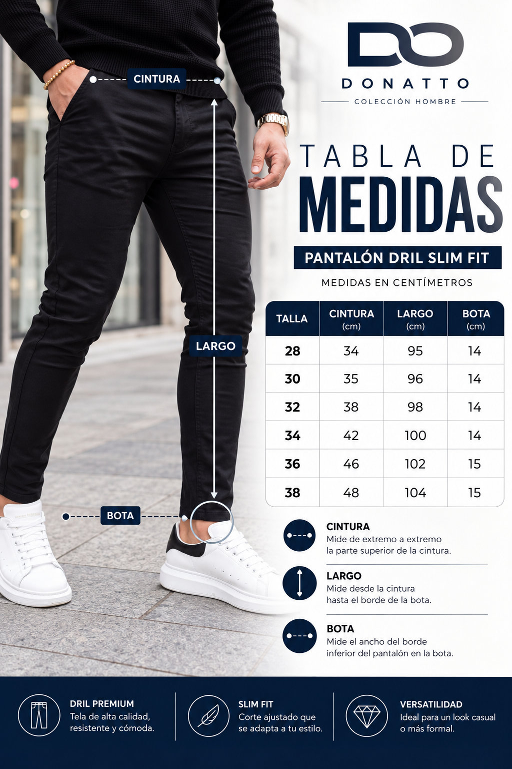 Pantalón Drill Slim Fit Azul Navy