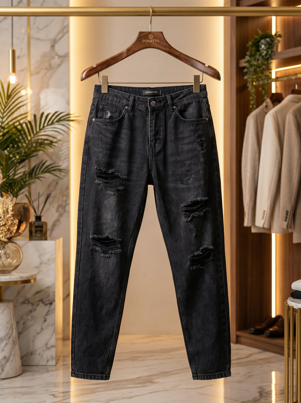 Jean Mom Fit Gris Todo Roto