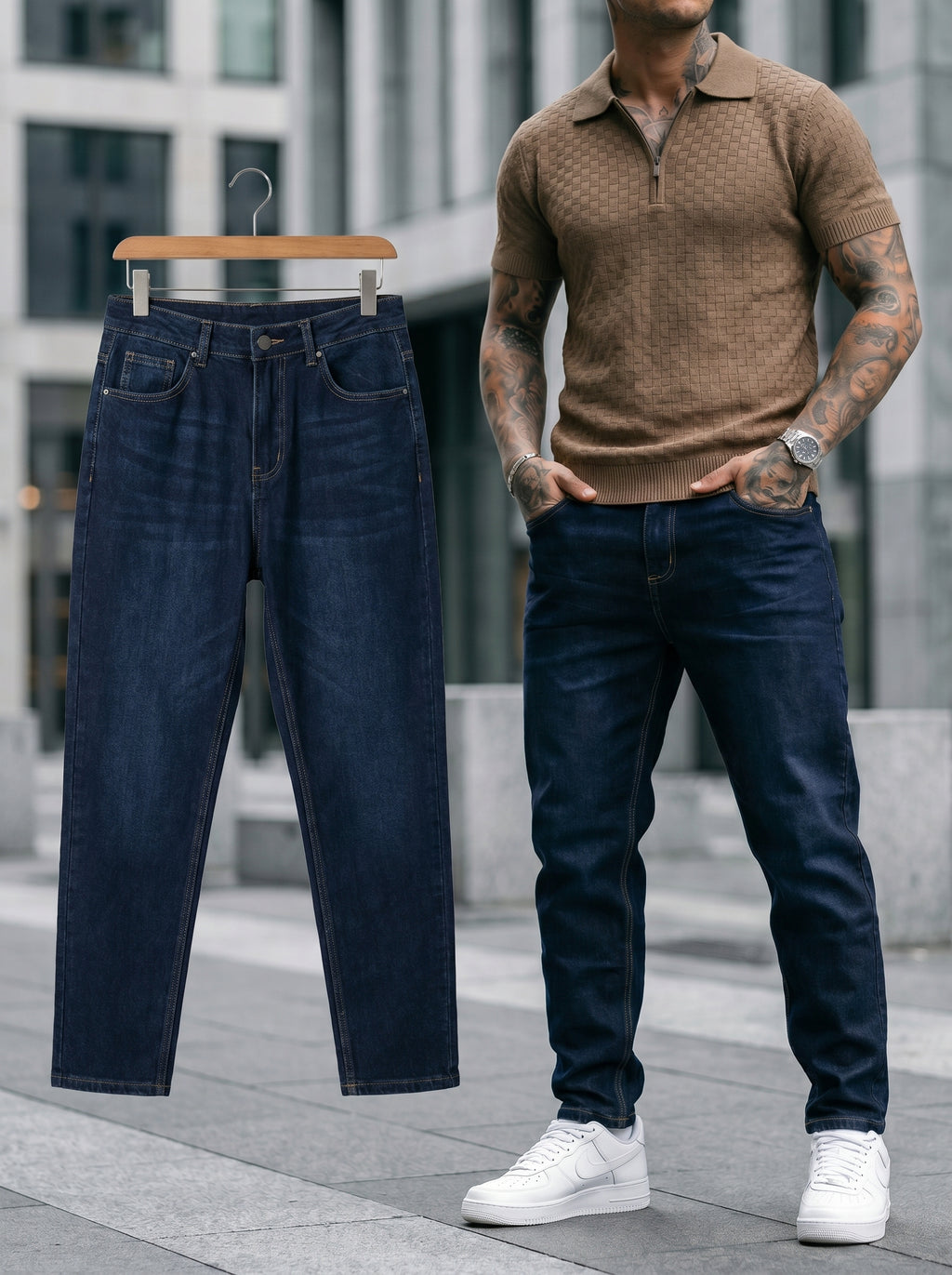JEAN MOM FIT -  AZUL INDUSTRIAL