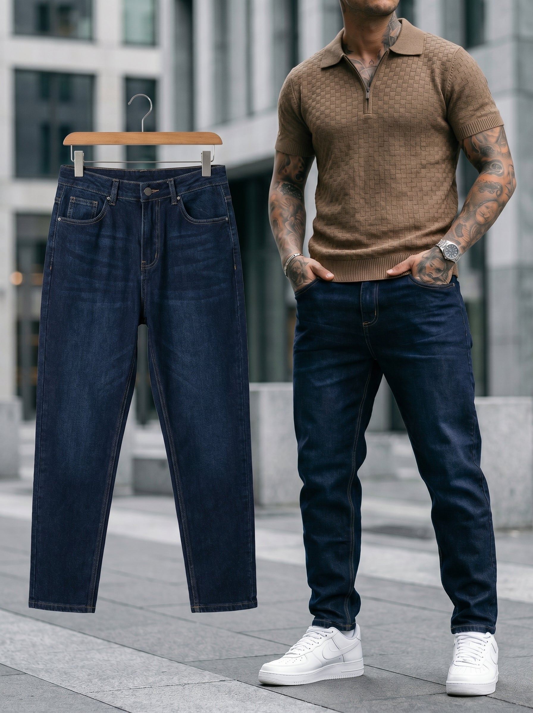 JEAN MOM FIT -  AZUL INDUSTRIAL