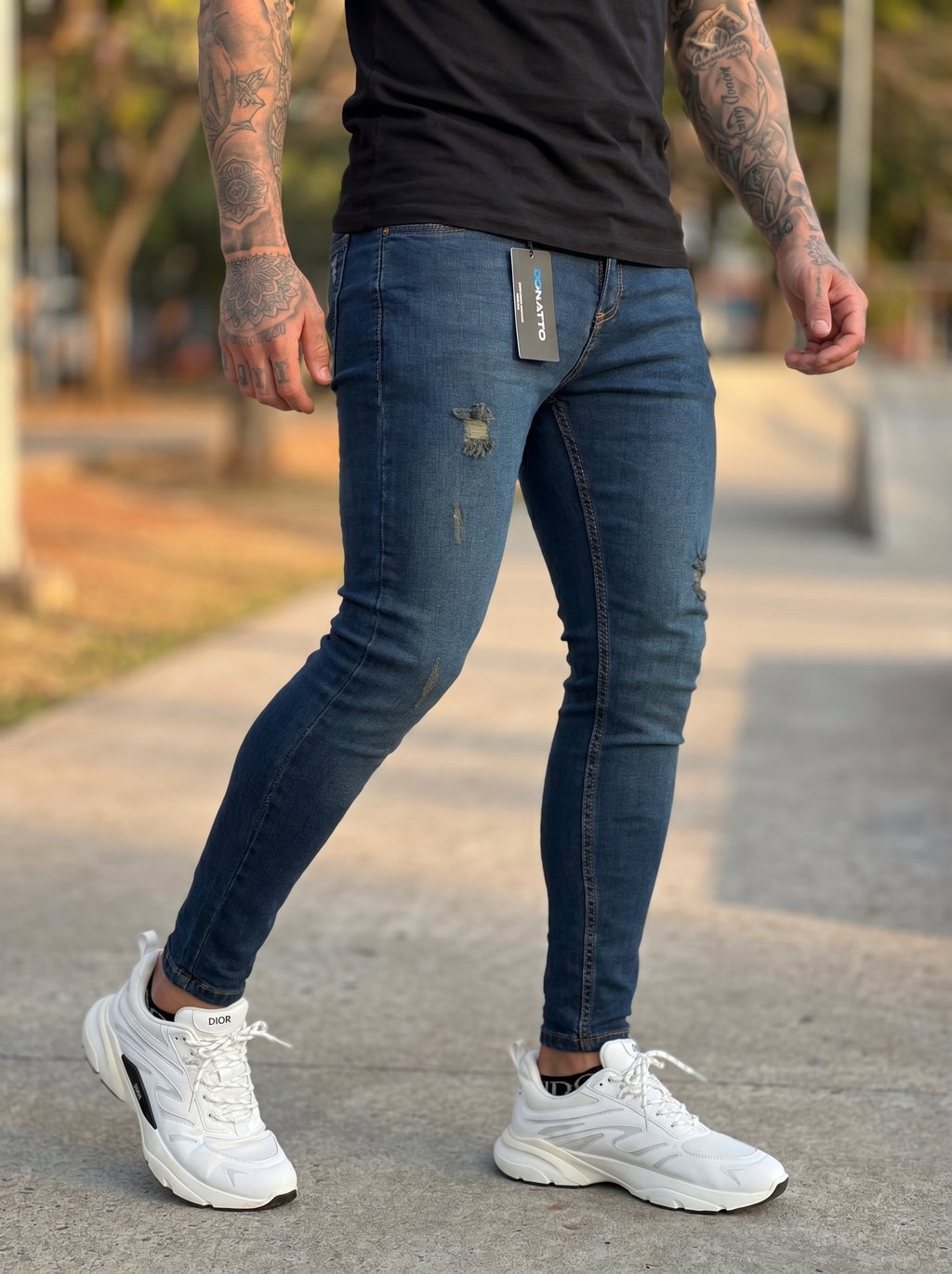 POLO MONACO BLACK LINE - JEANS SKINNY  NAVY RIPPED