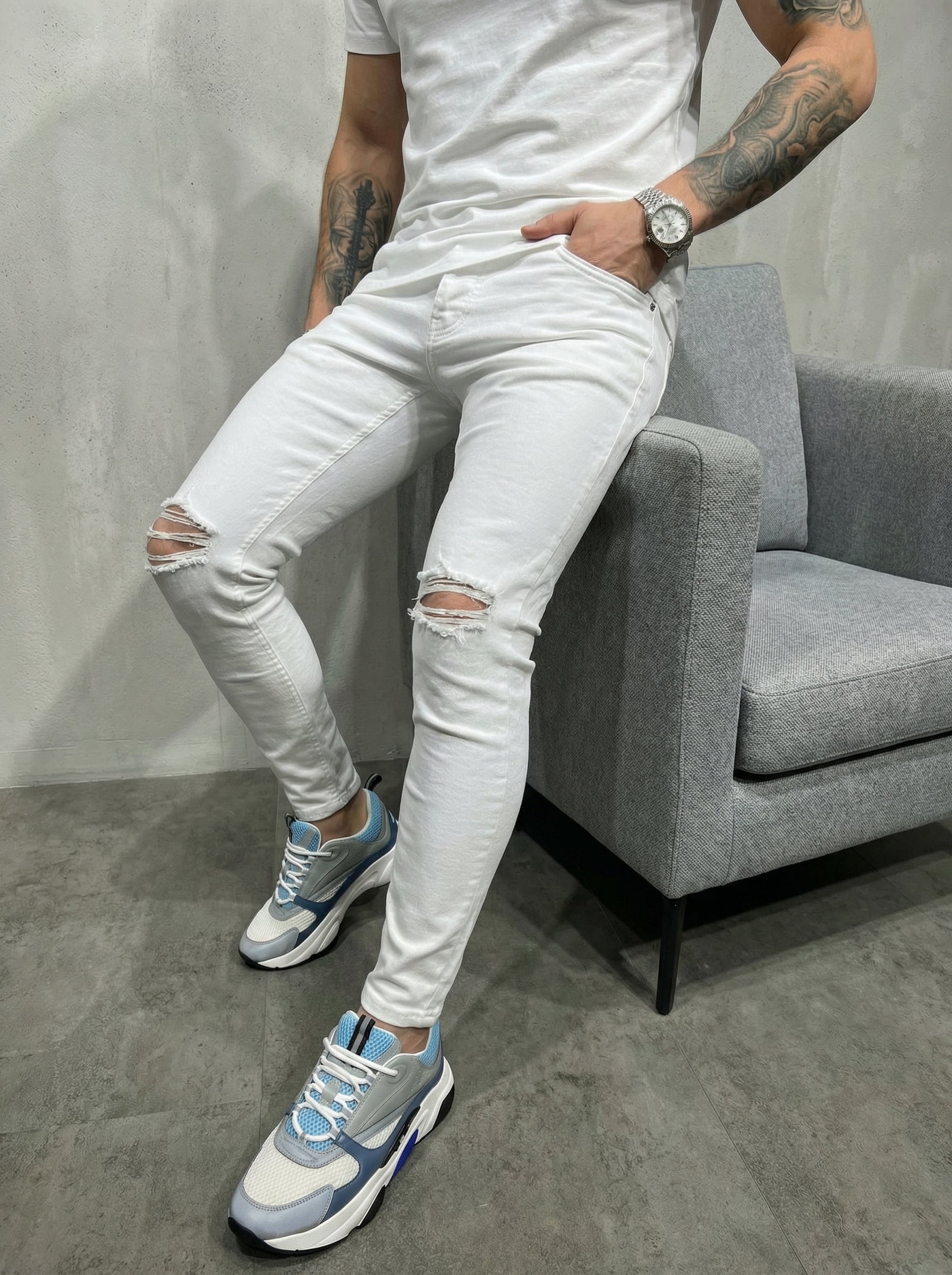 JEAN SKINNY - BLANCO ROTO RODILLA