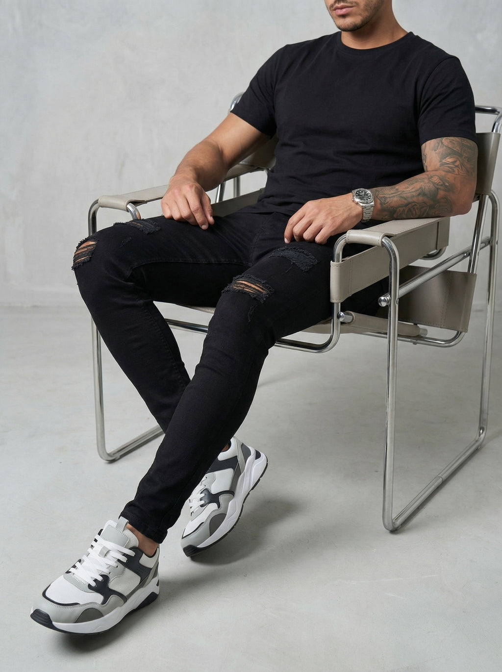 JEAN SKINNY - NEGRO TODO ROTO