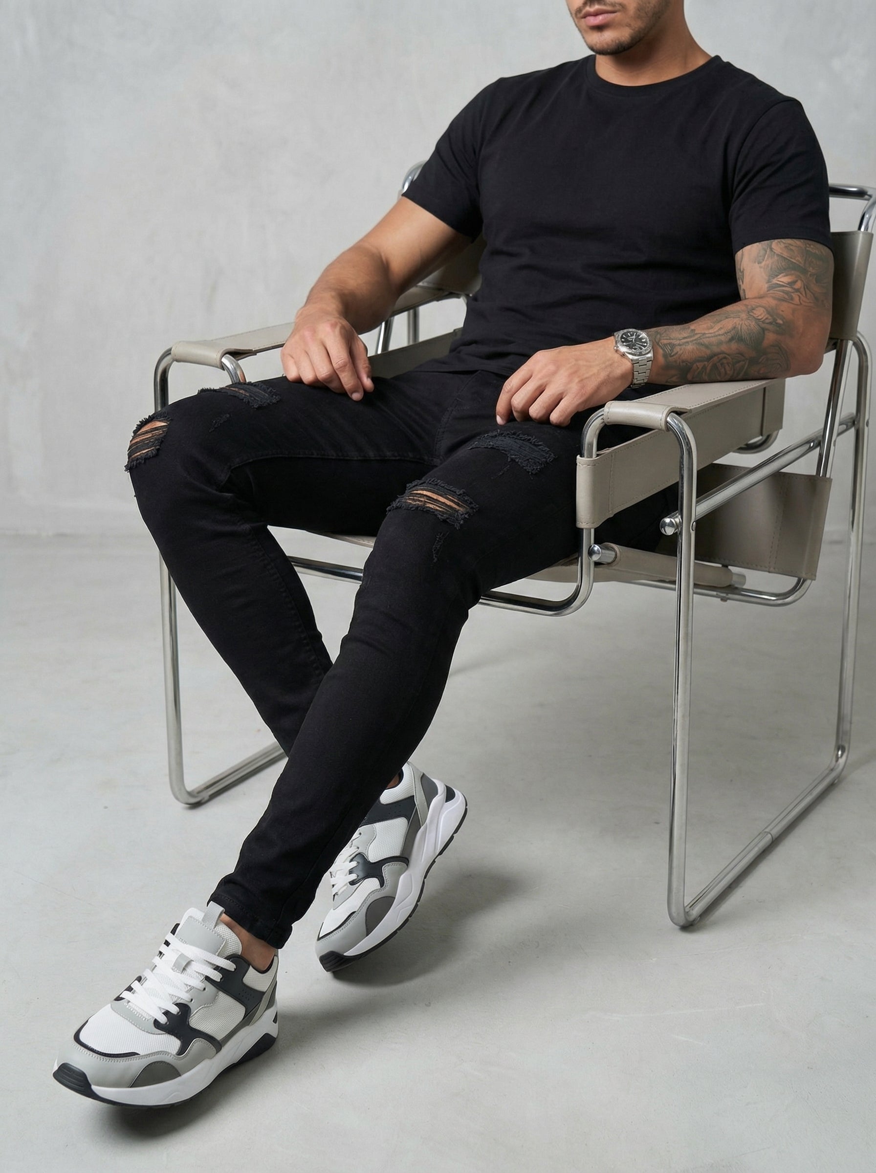 JEAN SKINNY - NEGRO TODO ROTO