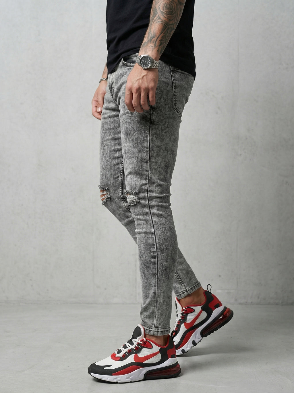 JEAN SKINNY - GRIS CLARO ROTO
