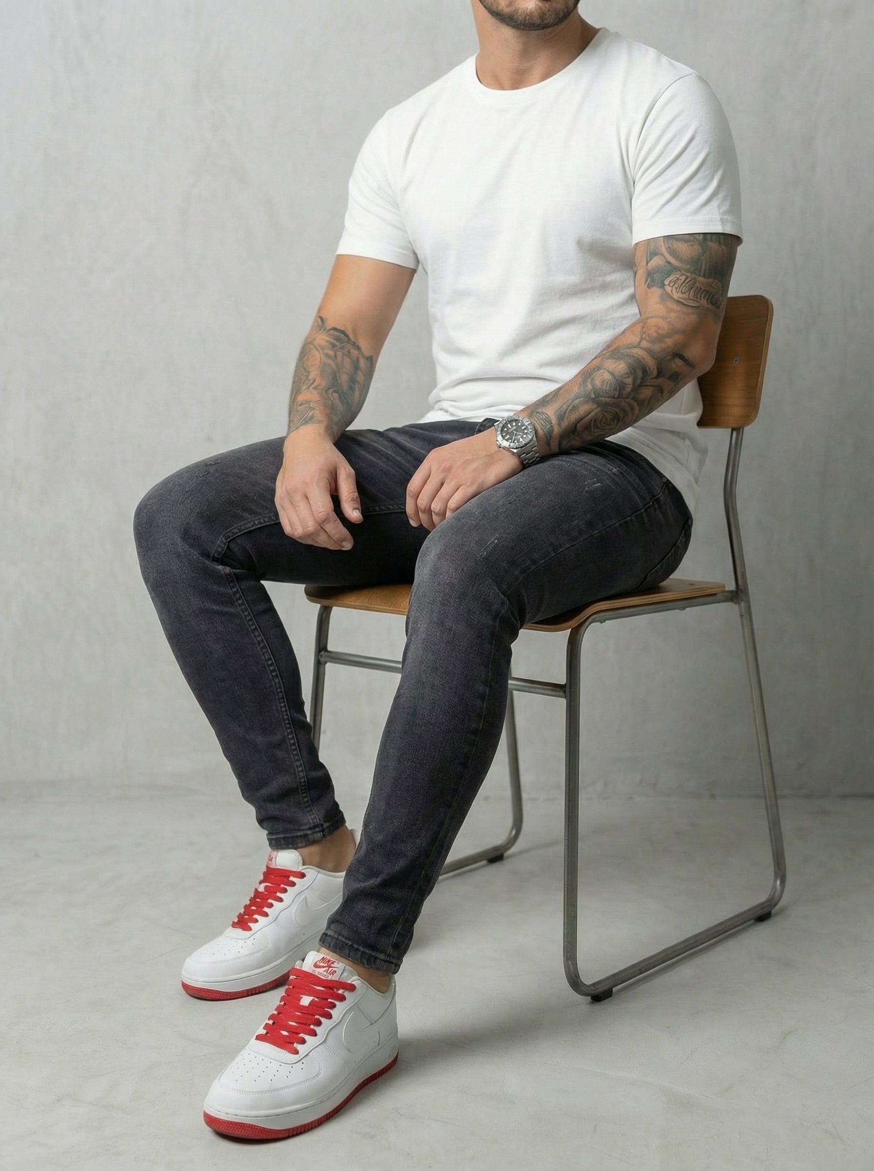 JEAN SKINNY - GRIS OSCURO LISO