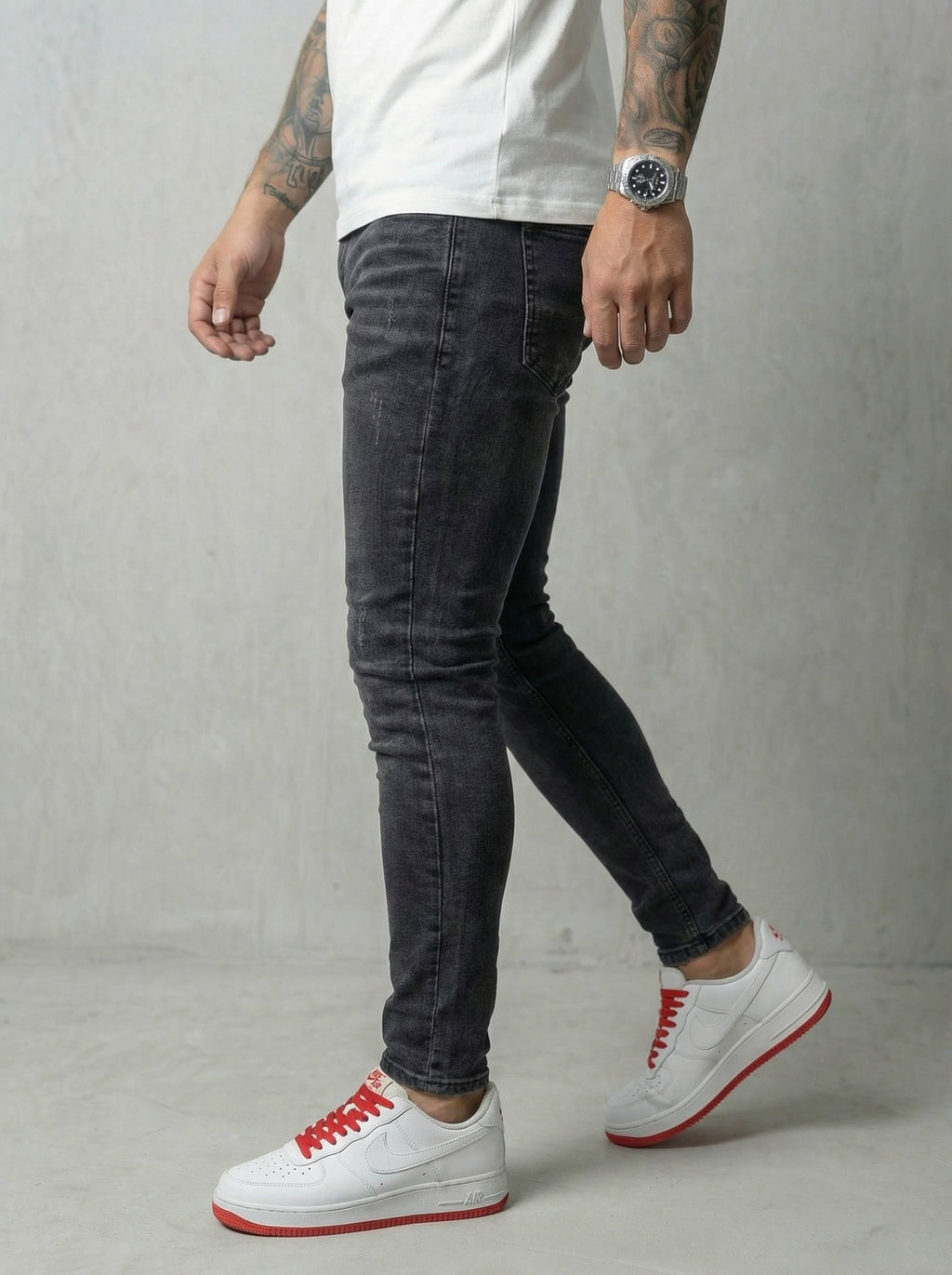 JEAN SKINNY - GRIS OSCURO LISO