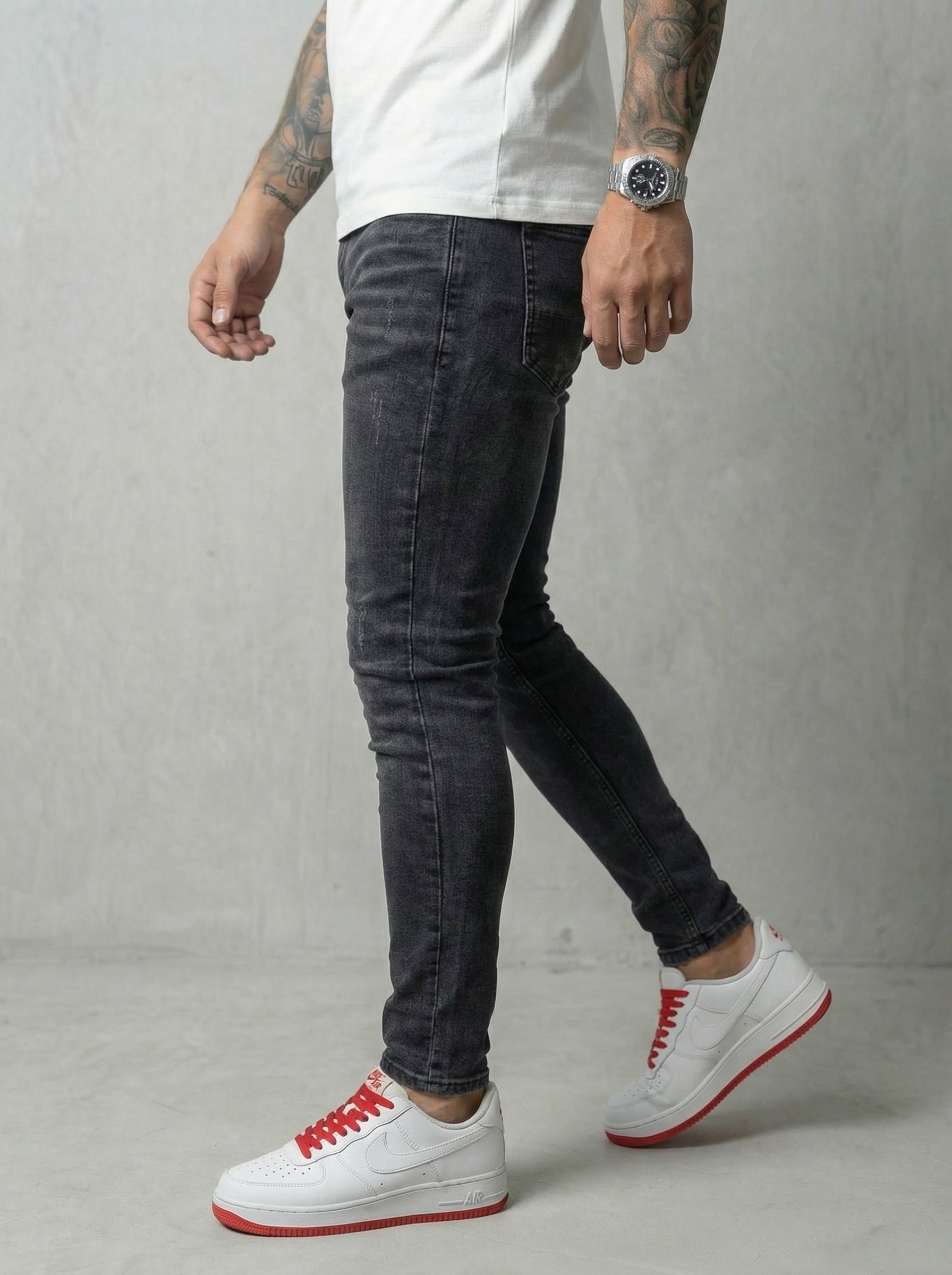 JEAN SKINNY - GRIS OSCURO LISO