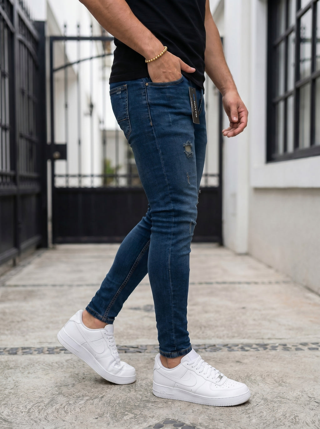 JEANS SKINNY FIT - AZUL NAVY RIPPED
