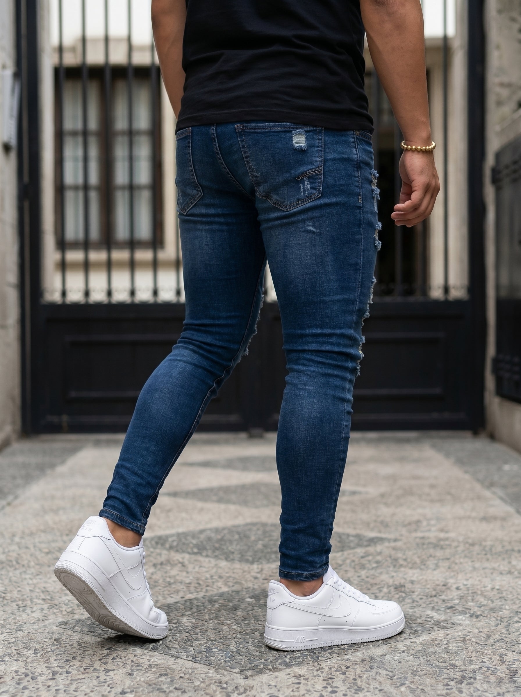 JEANS SKINNY FIT – MIDNIGHT RIPPED BLUE