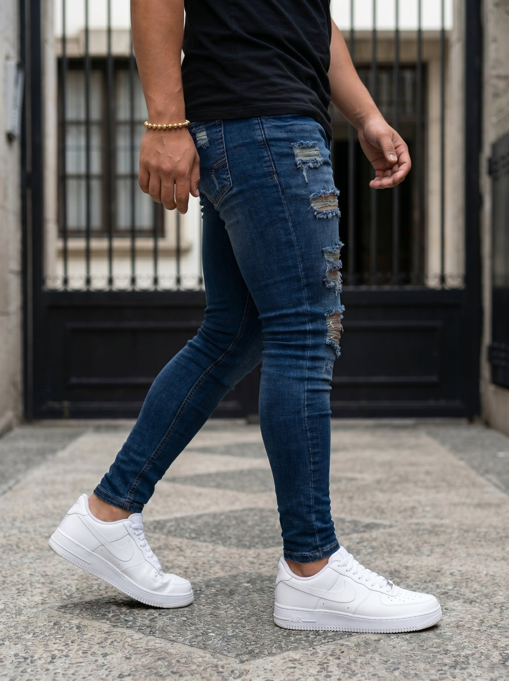 JEANS SKINNY FIT – MIDNIGHT RIPPED BLUE