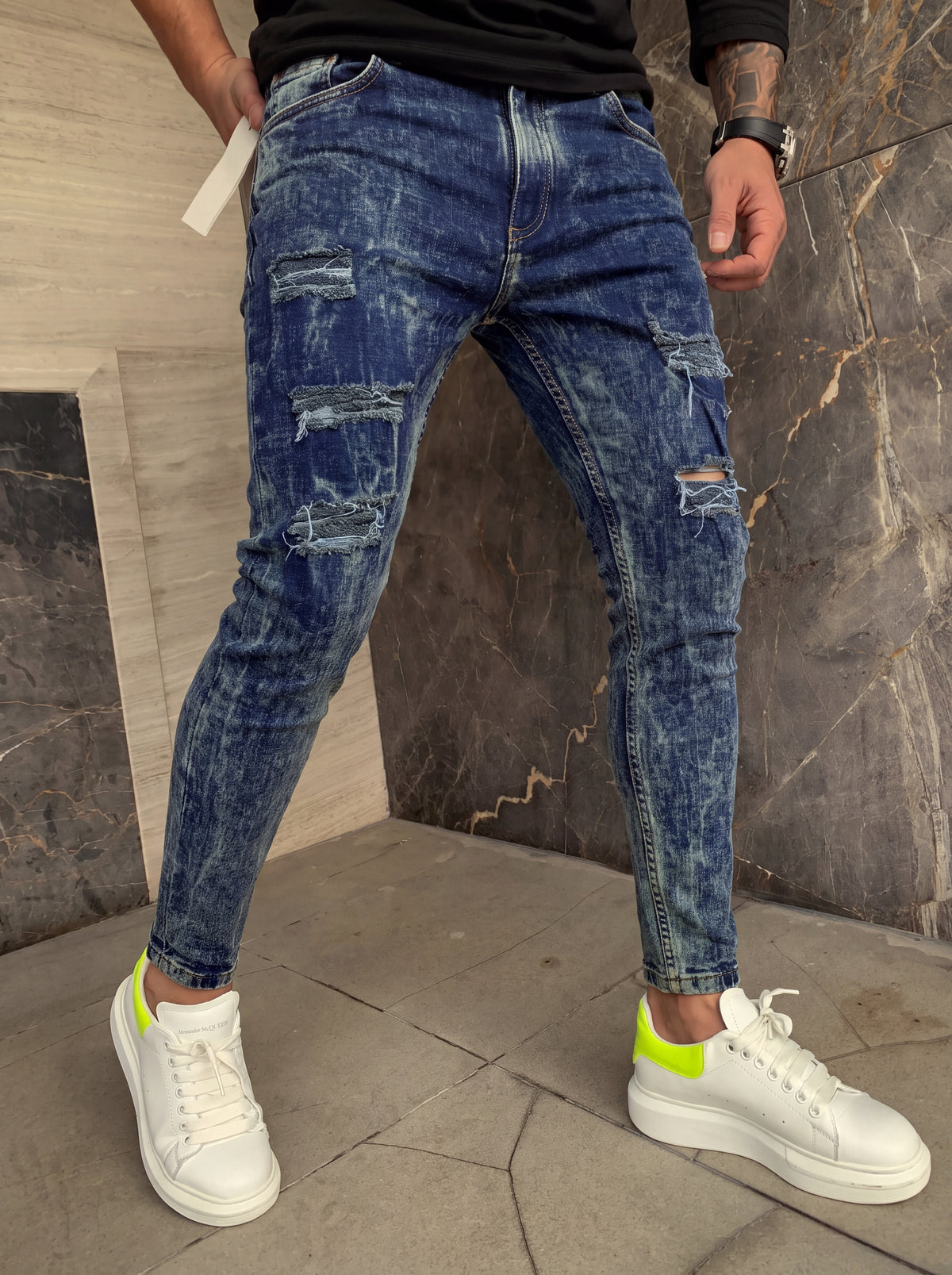 JEAN SKINNY INDIGO DESTROYED