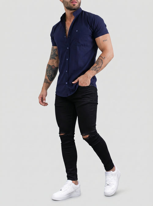 JEAN BLACK TOTAL KNEE RIP - CAMISA MIDNIGHT BLUE