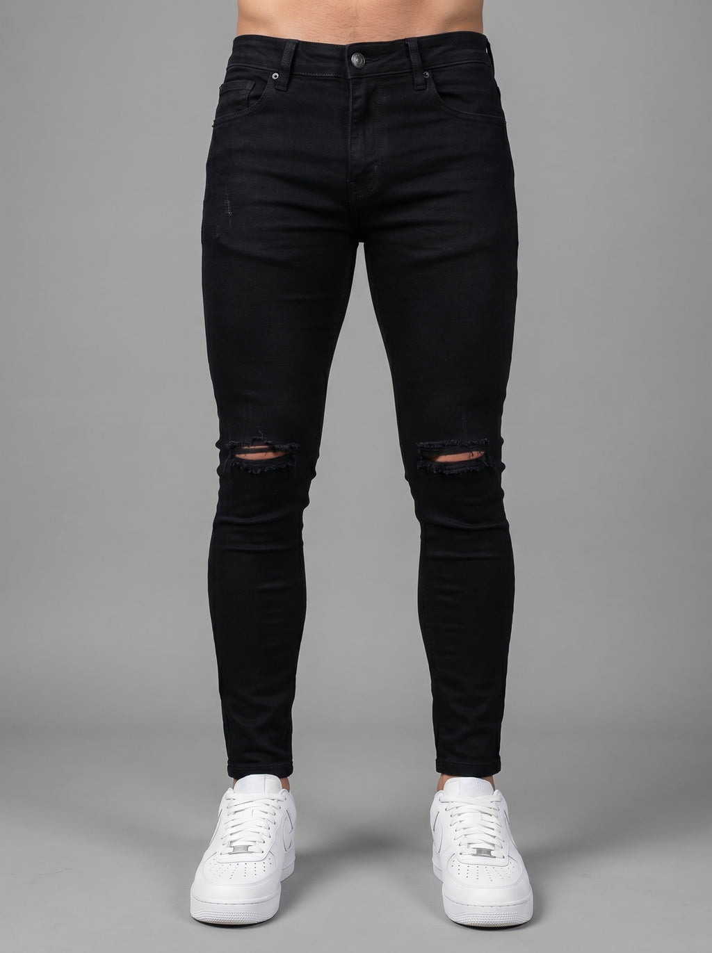 JEAN BLACK TOTAL KNEE RIP - CAMISA MIDNIGHT BLUE