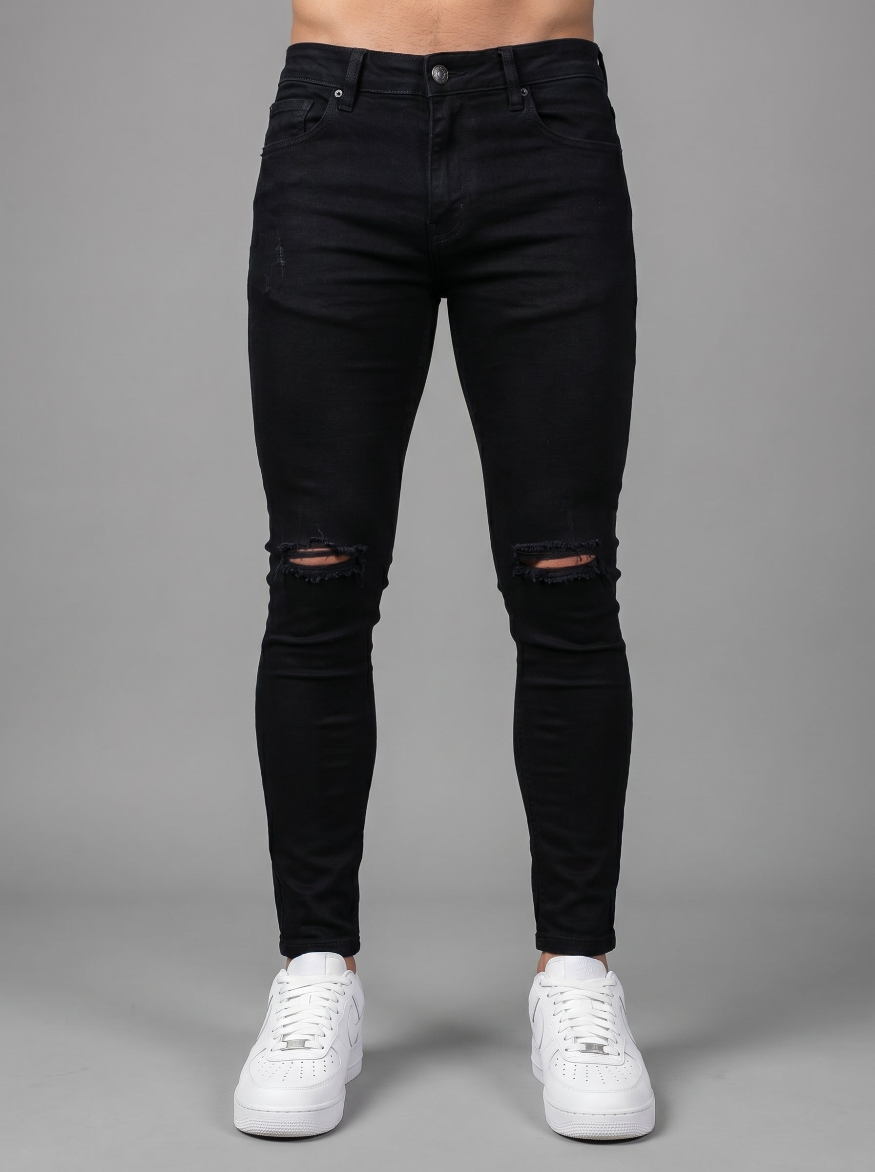 JEAN BLACK TOTAL KNEE RIP - CAMISA MIDNIGHT BLUE