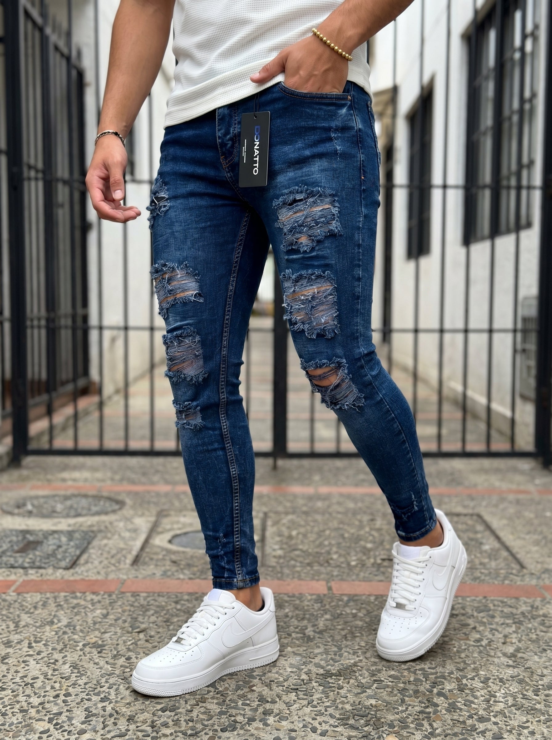 POLO DO MONACO ITALY - JEANS SKINNY BLUE DESTROYED EDITION