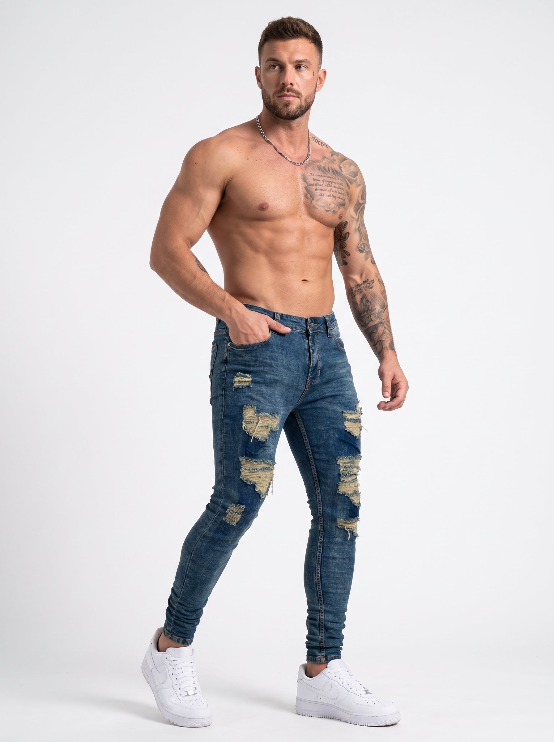 JEAN SKINNY - VERDE TODO ROTO