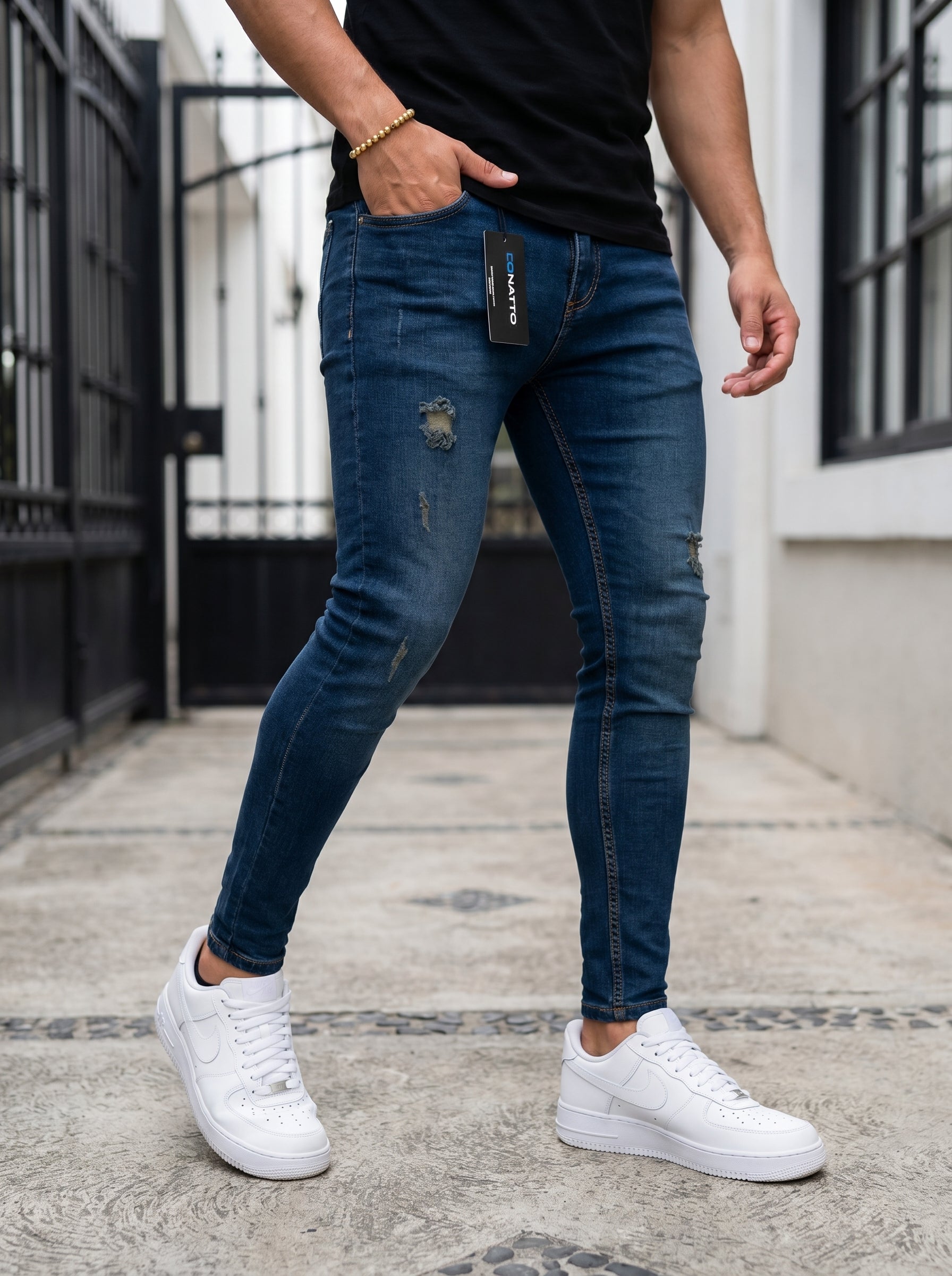 JEANS SKINNY FIT - AZUL NAVY RIPPED
