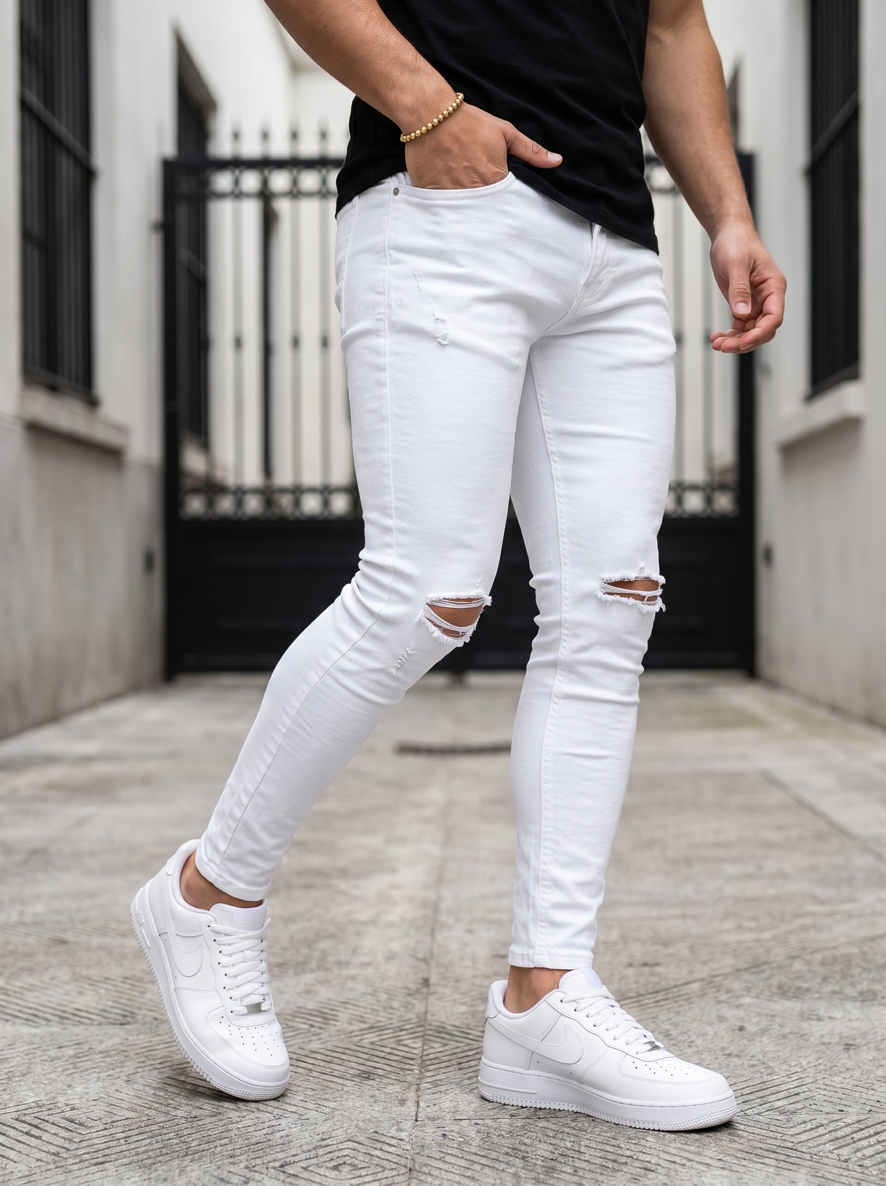 JEAN SKINNY - BLANCO ROTO RODILLA