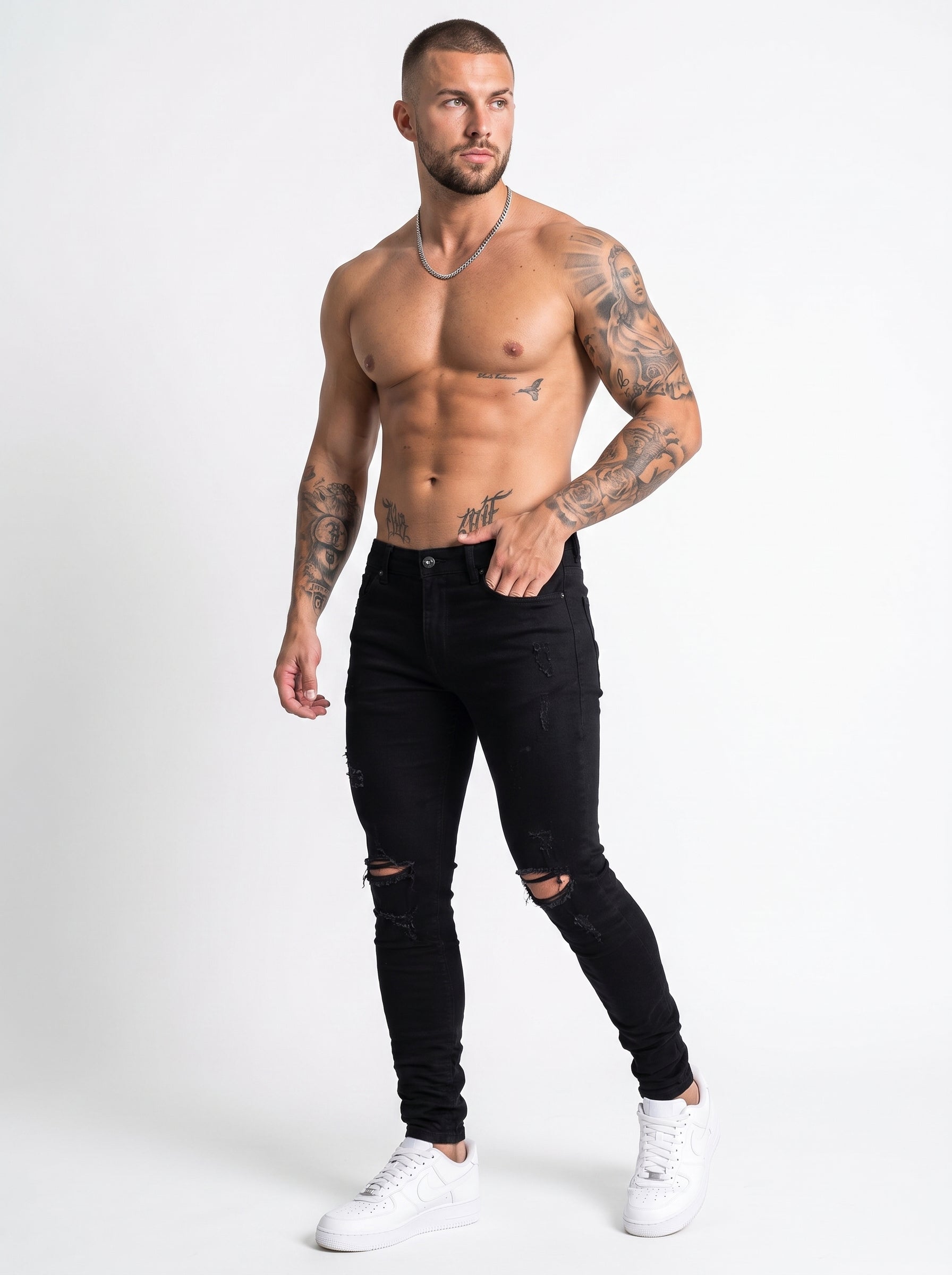 JEAN SKINNY - NEGRO ROTO RODILLA