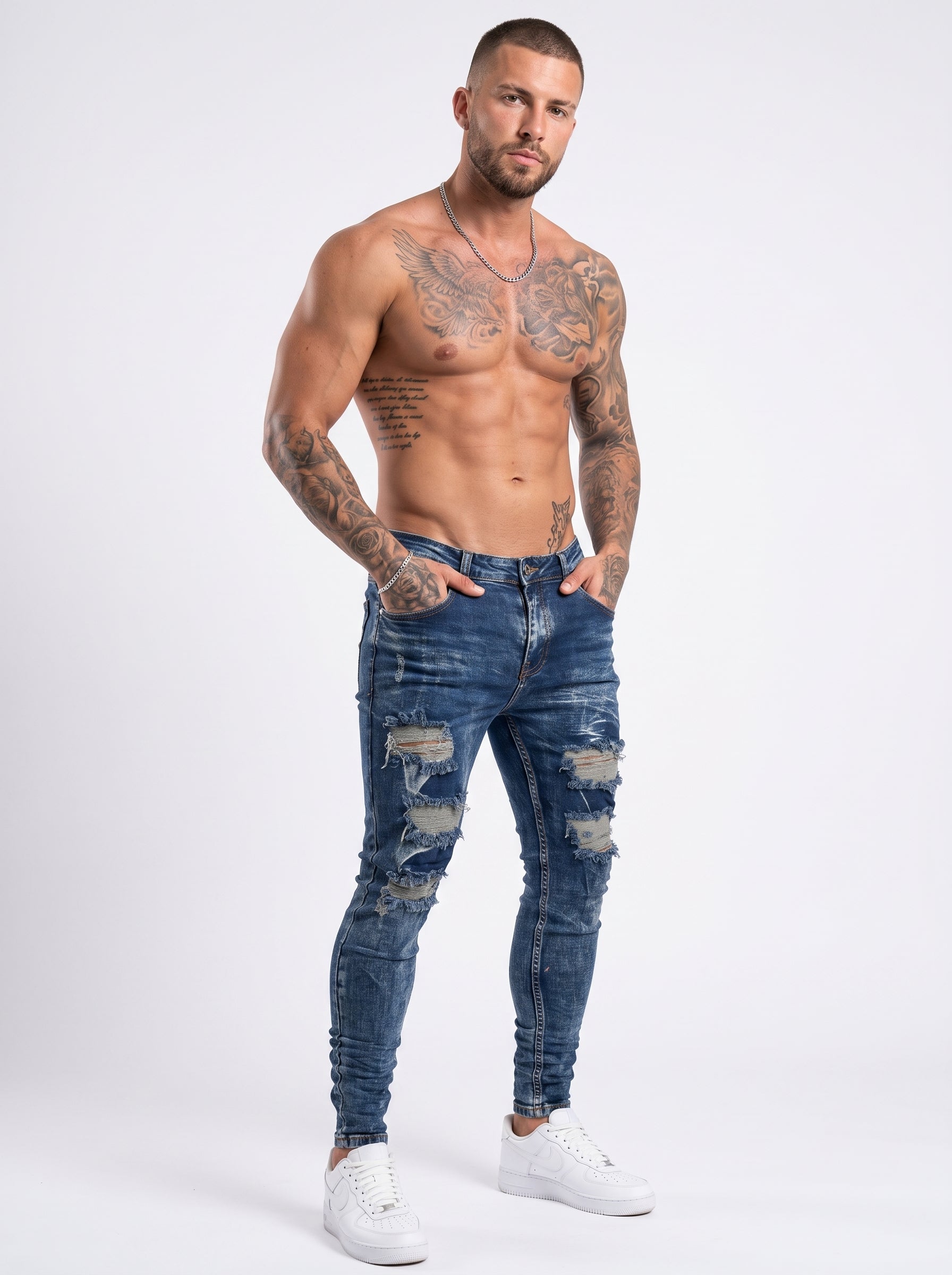 JEAN SKINNY INDIGO DESTROYED