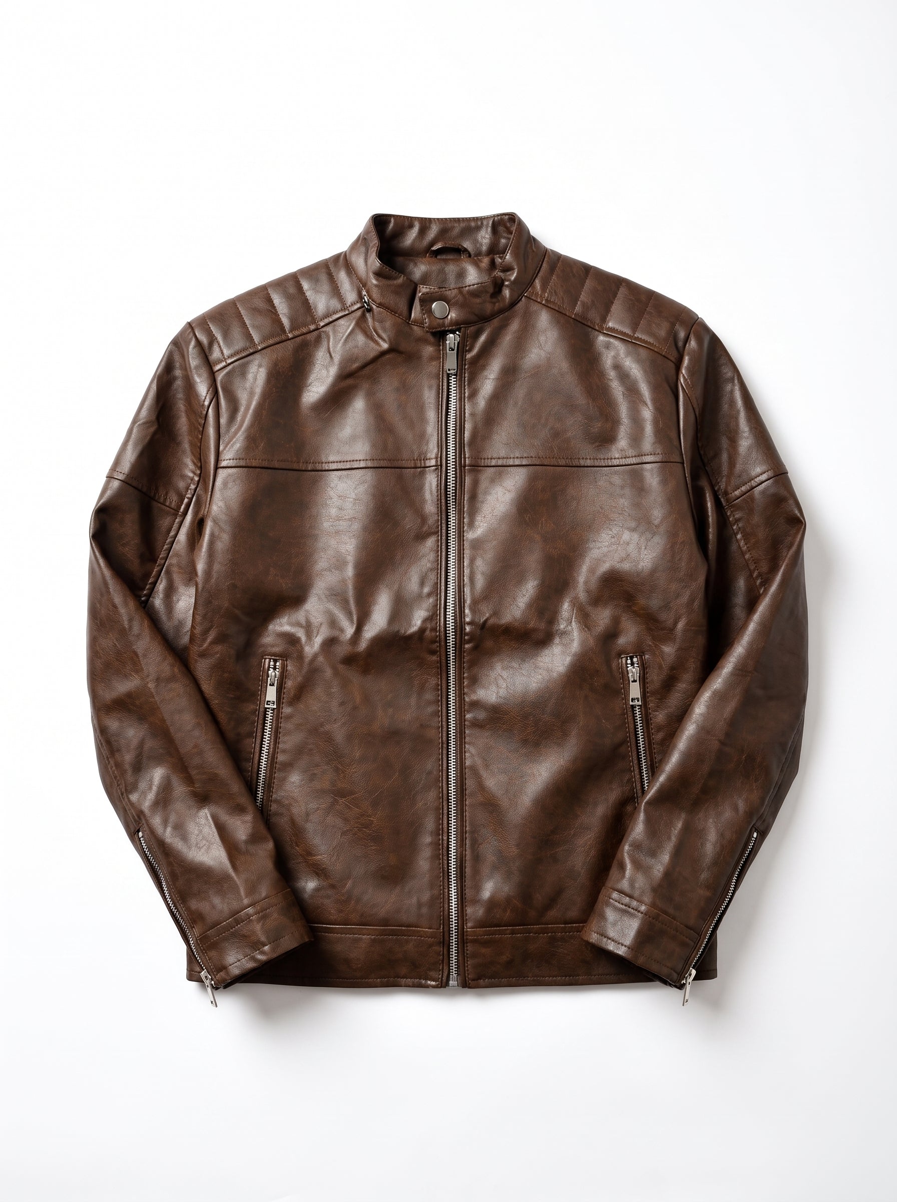 CHAQUETA CUERO TEX NERU PREMIUM CAFÉ