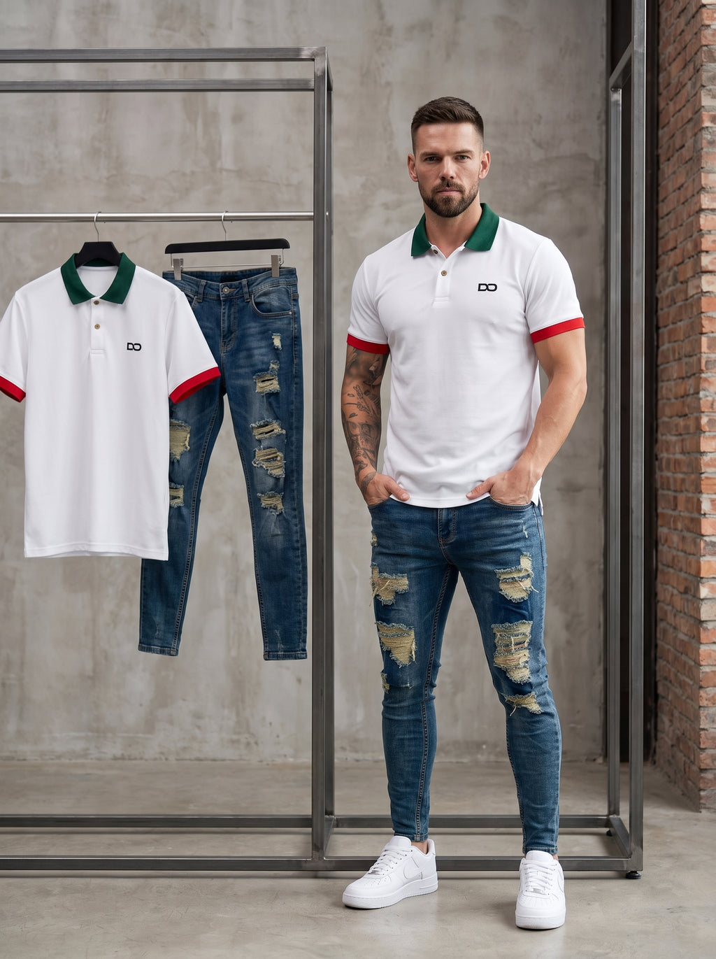 POLO DO – MONACO ITALY - JEAN SKINNY VERDE TODO ROTO