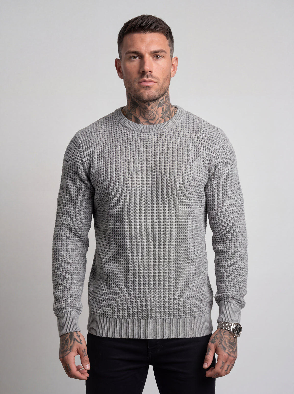 Buzo Tejido Waffle Monaco – Gris Perla
