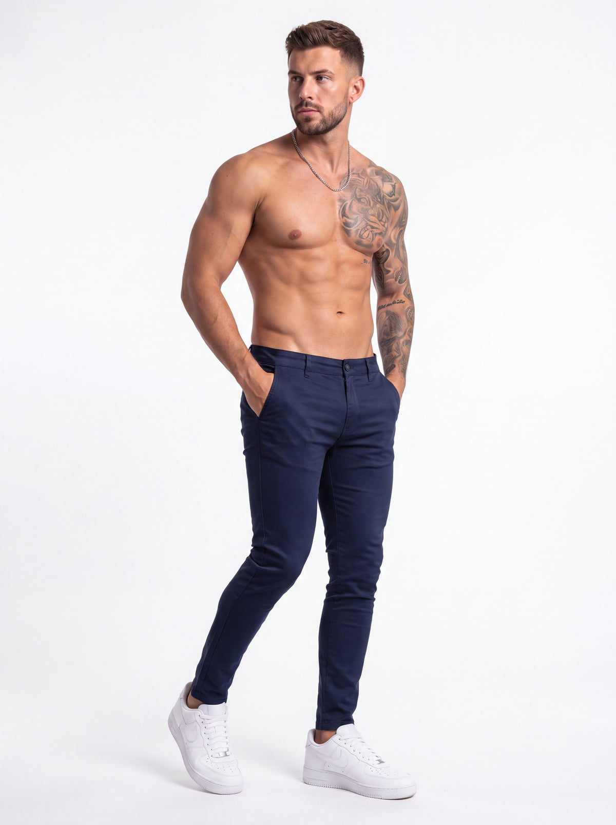 Pantalón Drill Slim Fit Azul Navy