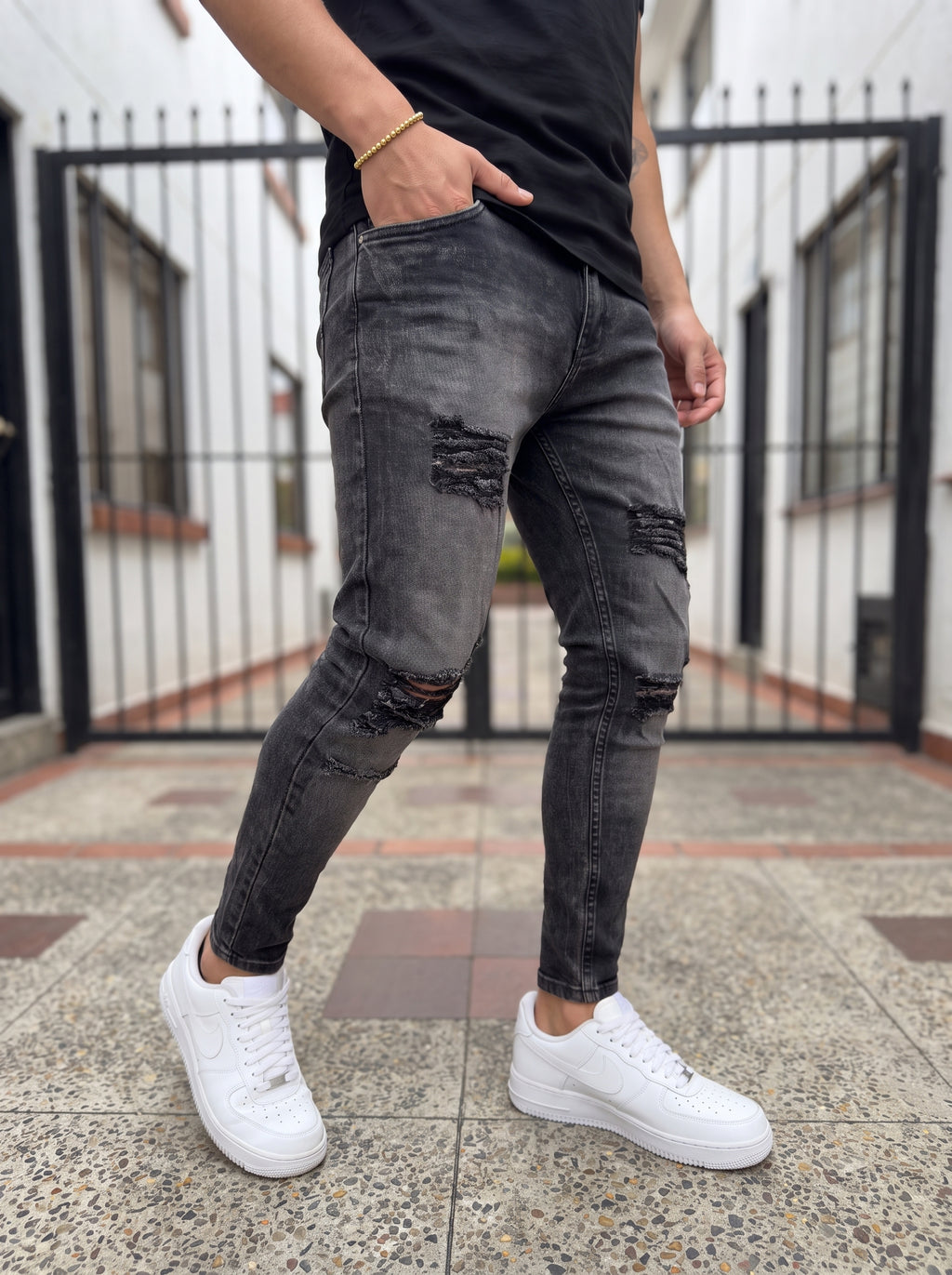 JEAN SKINNY BLACK SHADOW DESTROYED
