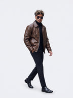CHAQUETA CUERO TEX MILANO COGNAC