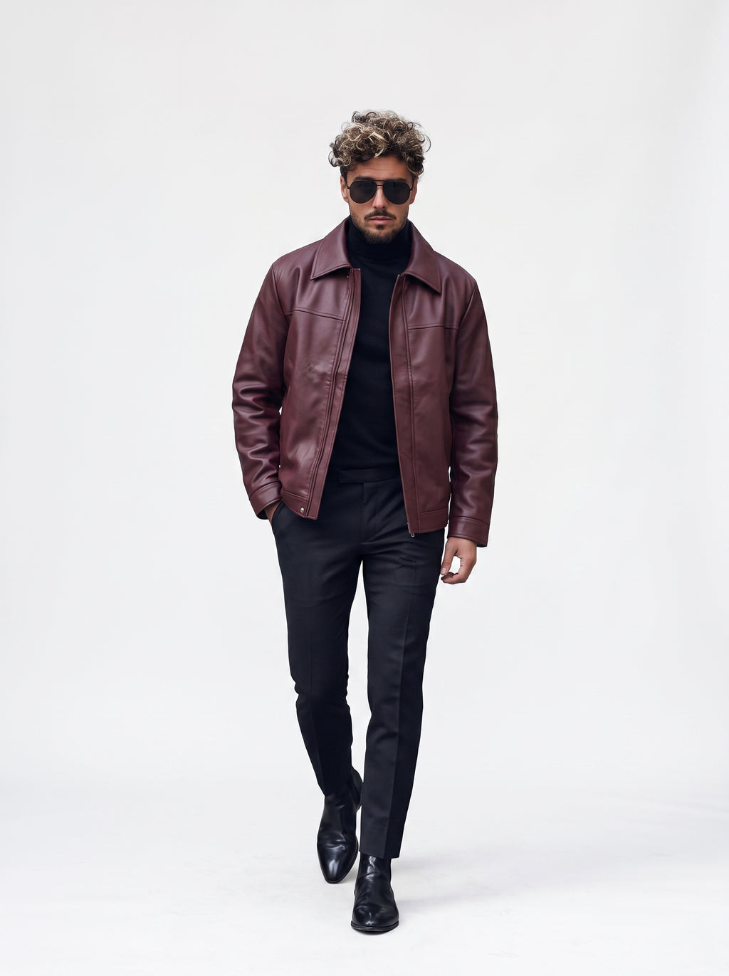 CHAQUETA CUERO TEX MILANO BURGUNDY