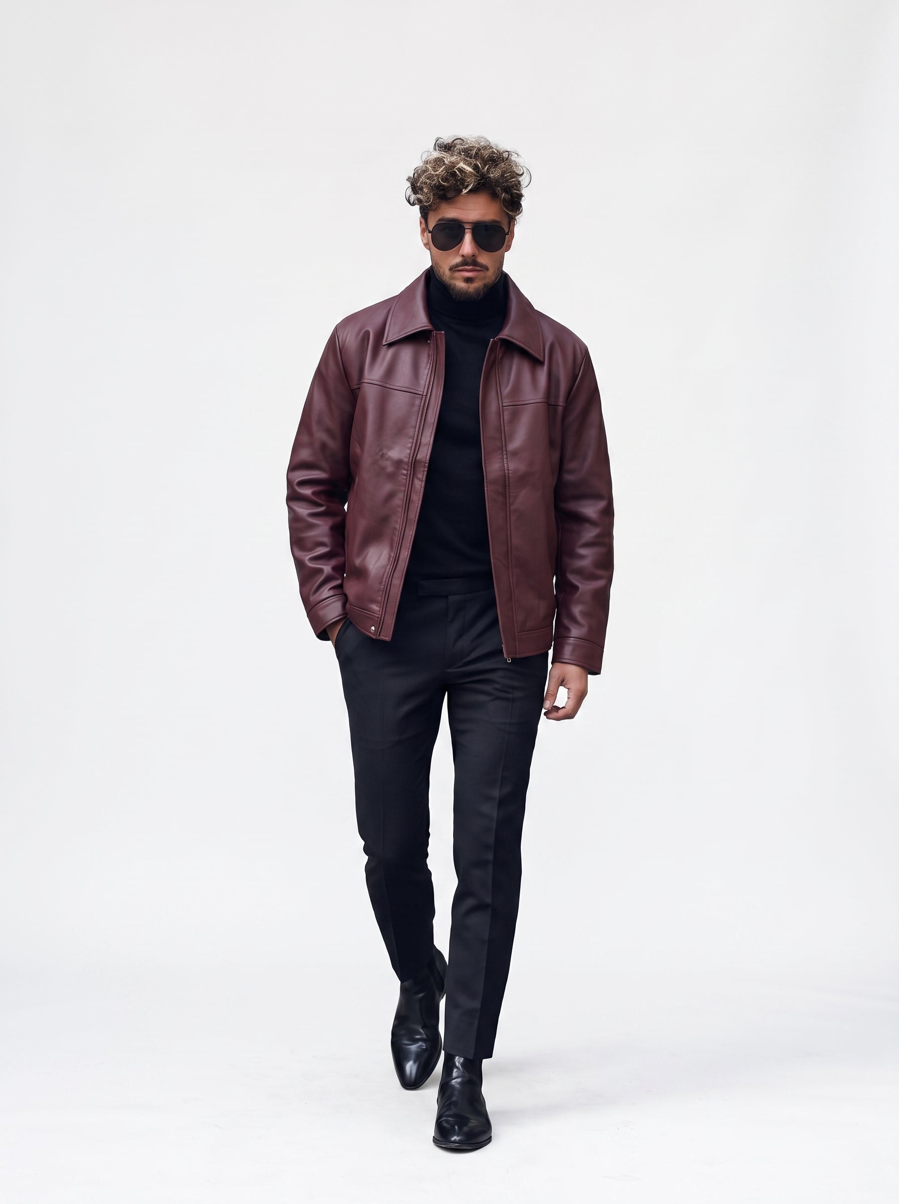 CHAQUETA CUERO TEX MILANO BURGUNDY