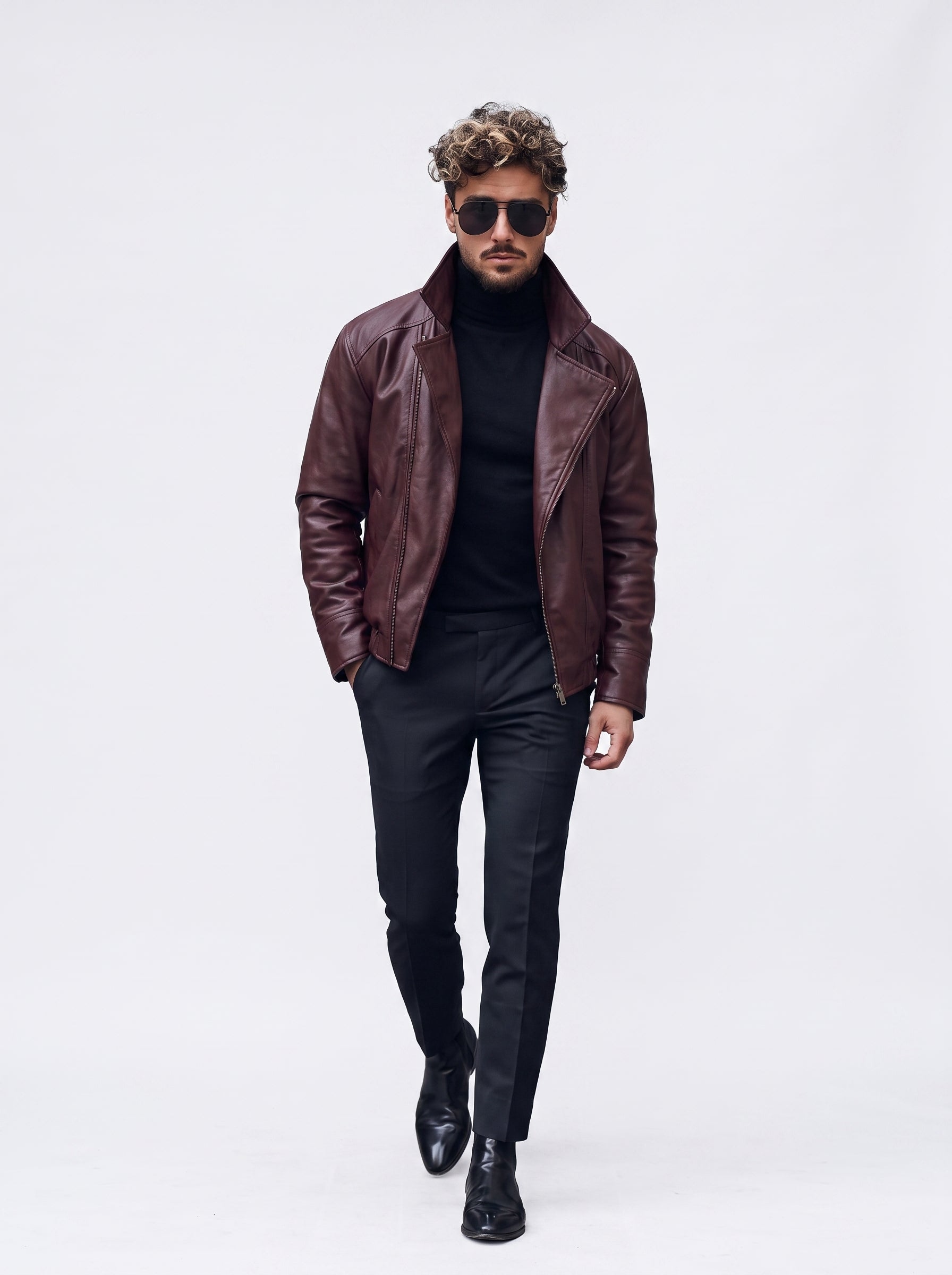 CHAQUETA CUERO TEX MONZA BURGUNDY
