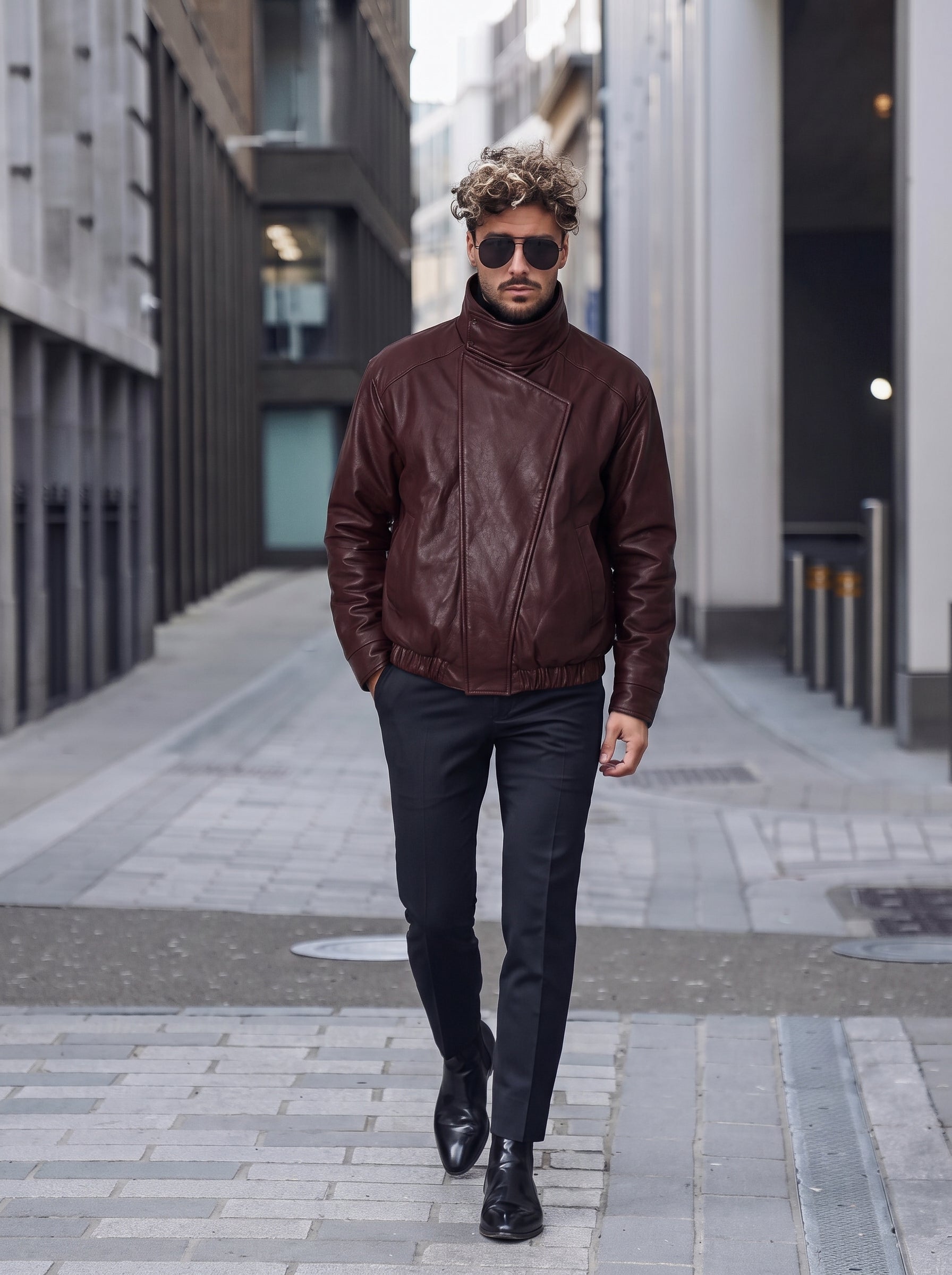 CHAQUETA CUERO TEX MONZA BURGUNDY