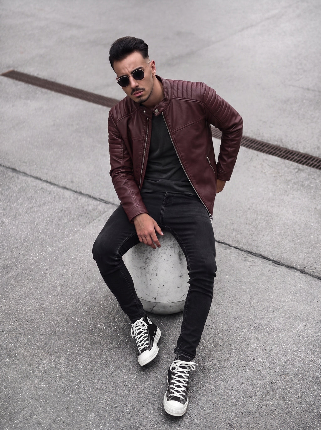 CHAQUETA CUERO TEX NERU PREMIUM VINOTINTO