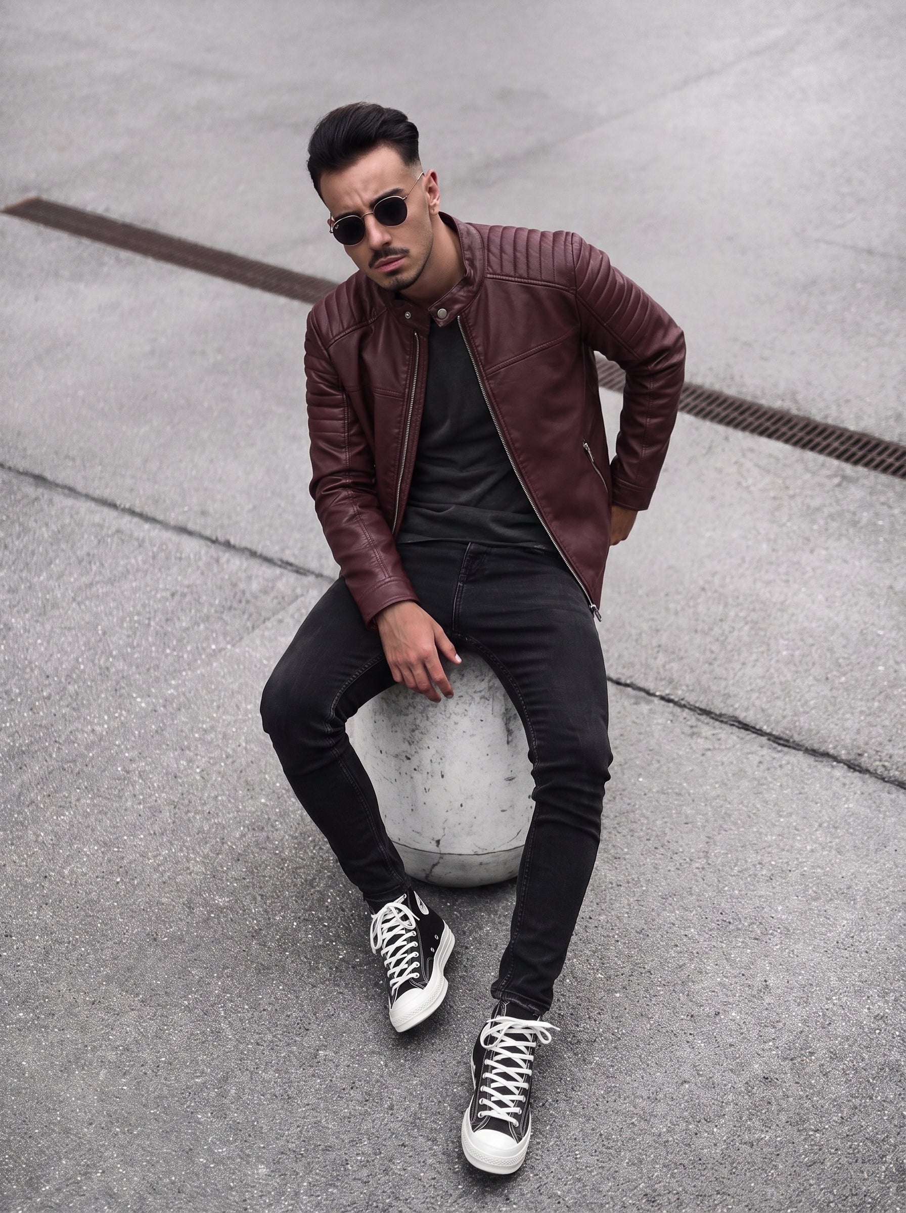 CHAQUETA CUERO TEX NERU PREMIUM VINOTINTO