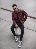 CHAQUETA CUERO TEX MILANO BURGUNDY